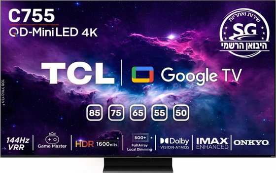 �������� ���� 85" TCL QLED Mini Led ��.��.�� Google TV 85C755